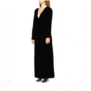 Forte Forte Velvet Black Maxi Long Sleeve V-neck Dress Size 1 (Small)